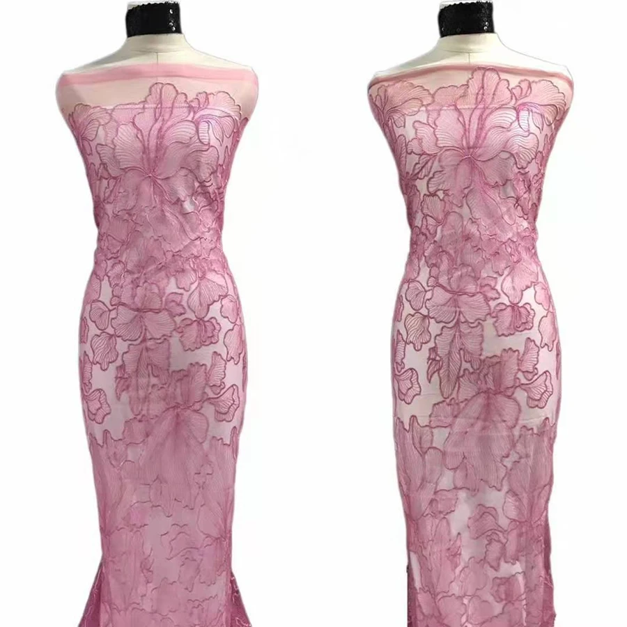 Market In Dubai African Guipure Embroidery Austrian White Lace Fabric For Wedding Dress