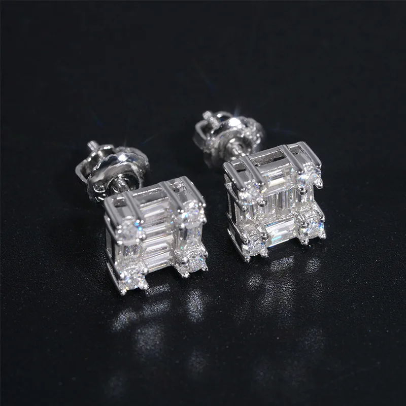 Factory Outlet 14K Solid Gold GRA Moissanite Stud Screw Back Earrings Fine Jewelry Ready to Ship