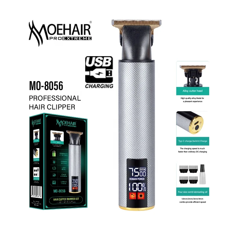Moehair Rechargeable Cordless T-Blade Trimmer Electric Razor Beard Trimmer for Men Grooming Kit with LCD Display