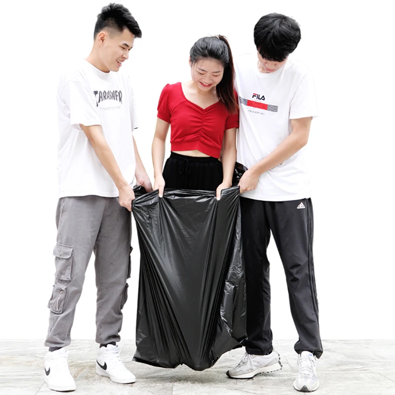 Custom Design 90*100cm Eco-Friendly Large Plastic Garbage Bags 40um Flat Mouth Heavy Duty Bin Liner for Trash & Refuse