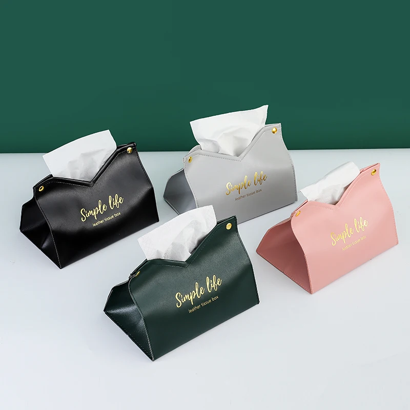 
Simple Portable Foldable Tissue Paper Storage Holder PU Leather Tissue Cover Box Bag 