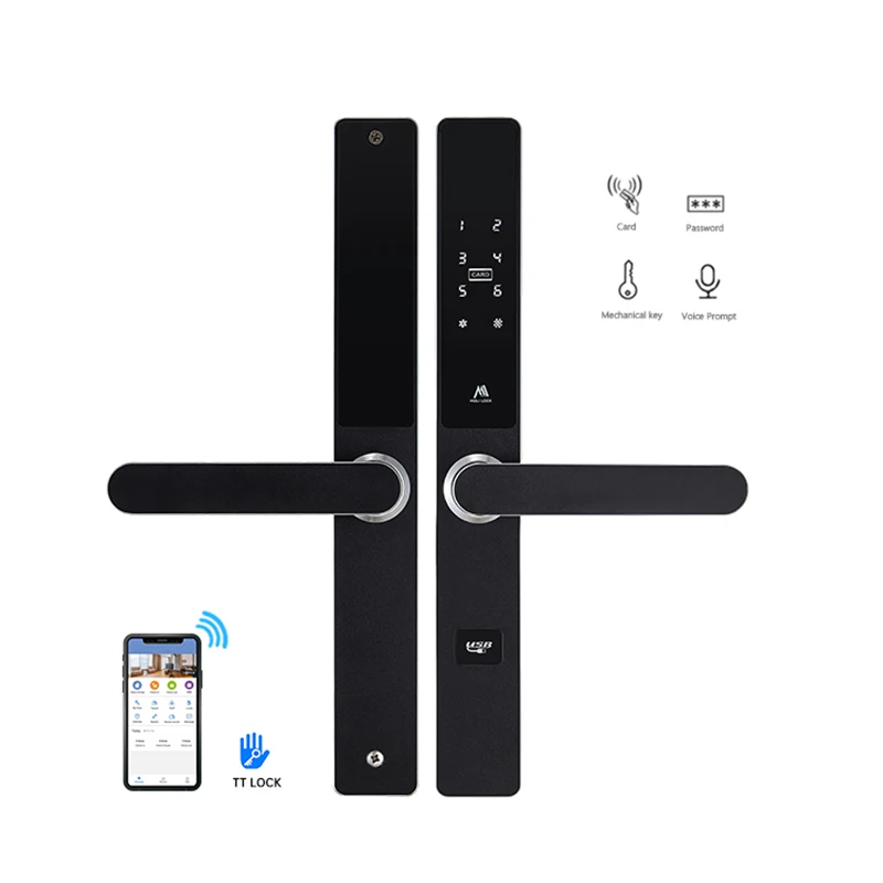 Glass Door Password Sliding Lock App Control Pin-code Card Narrow Frame Window Electronic Smart Locks