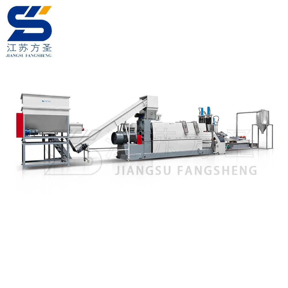 HDPE pipe shredding pelletizing line side feeding double stage pellets making machine