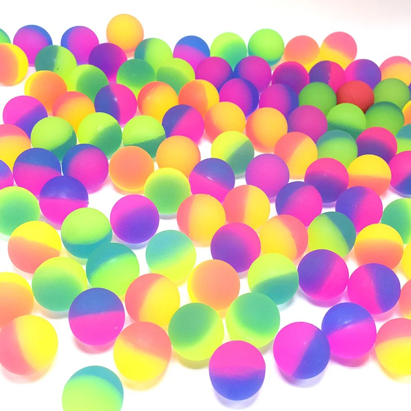 Wholesale New Designs Dull Polish 25mm 30mm rainbow Capsule Toy Multi Color High Bouncing Rubber Elastic Ball