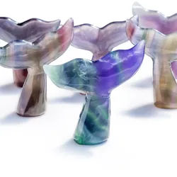 Natural Carving Crystal Crafts Healing Stones Fluorite Mermaid Tail Fishtail