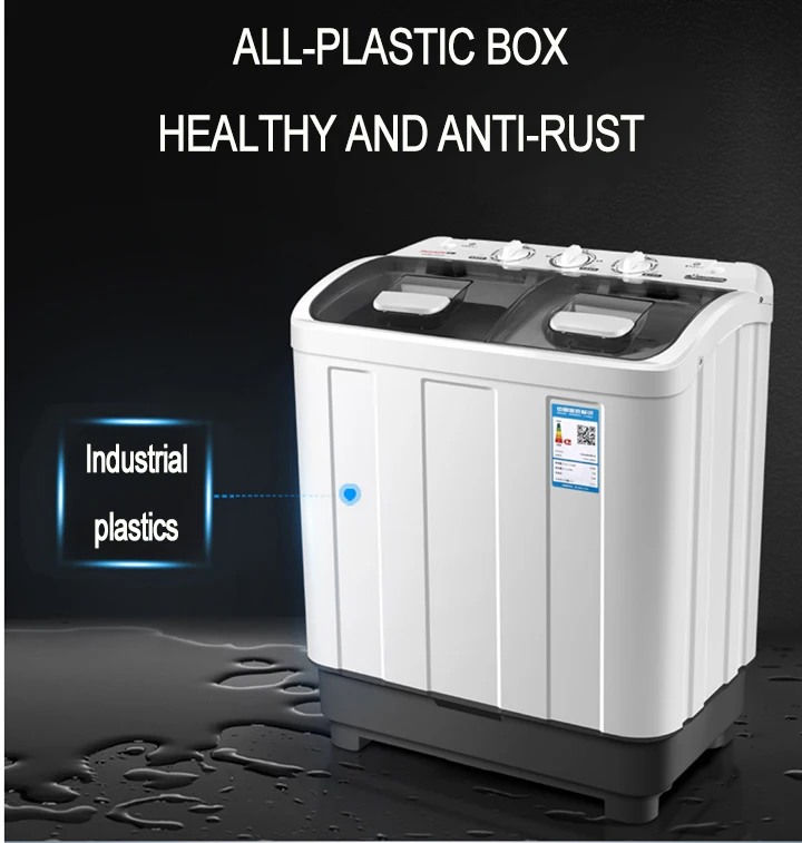 Double tub pulsator semi automatic Plastic clothes washing machine
