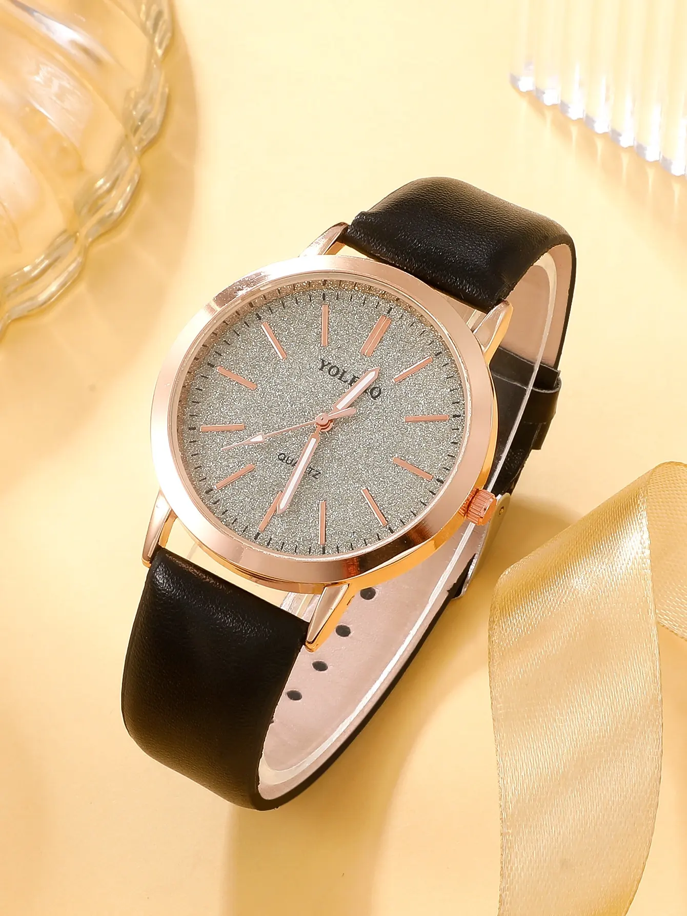 NW1334 Minimalist Pretty  Women  Leather  Quartz Watch & 1pc Bracelet