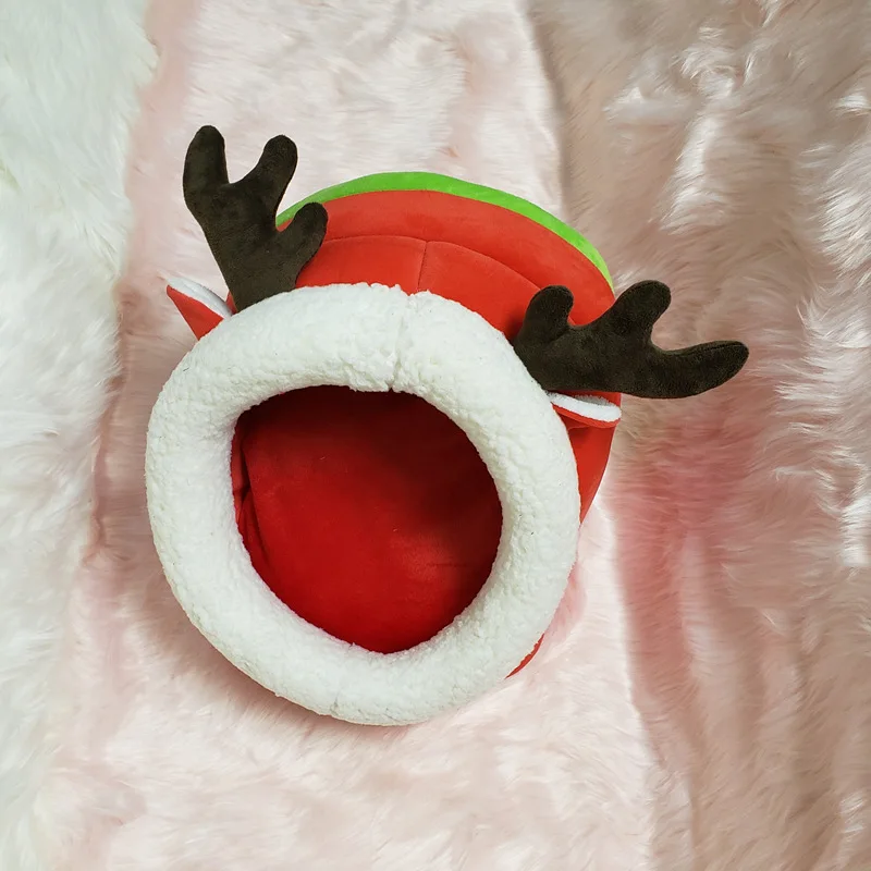 Christmas pet cute cat and dog house semi-enclosed sponge cat cottonhouse removable and washable