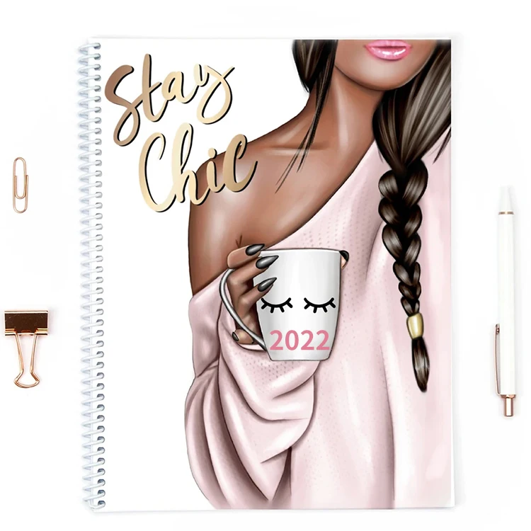 Journal supplies 2022 spiral notebook leisure girl planner diary Planner custom printing endnote diary gifts custom notebook