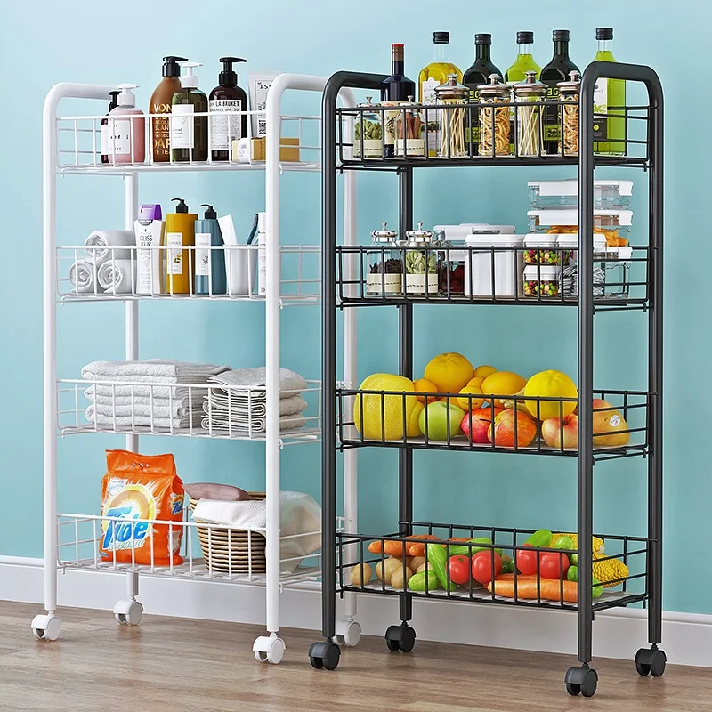 Multi-layer Rotating Kitchen Storage Rack Vegetable Fruit Trolley Kitchen Rack Movable rotating shelf organizer