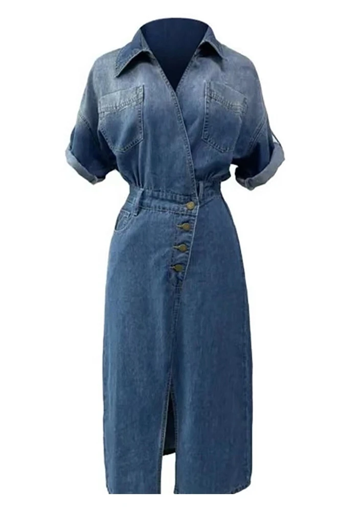 2023 new vintage design sense denim dress female