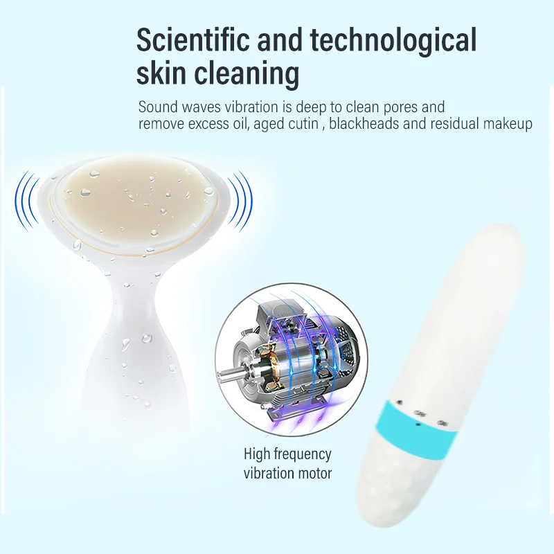 Home Beauty Instrument Pores Cleansing Clean Dual Effect Vibratory Massage Face Cleanser