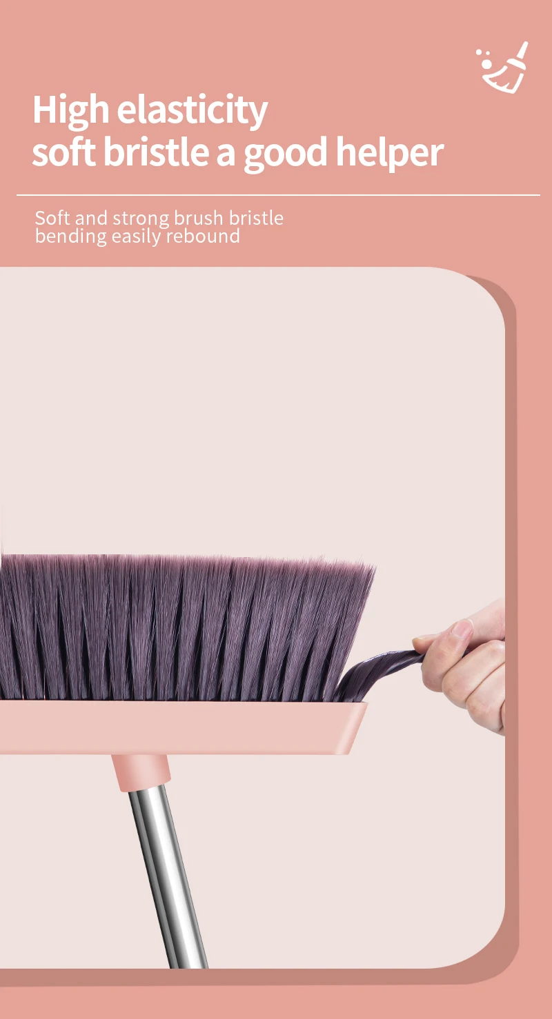 Best-selling plastic easy clean broom and dustpan cleaning brooms 22mm 25mm 28mm thick broom and dustpan set metal long handle