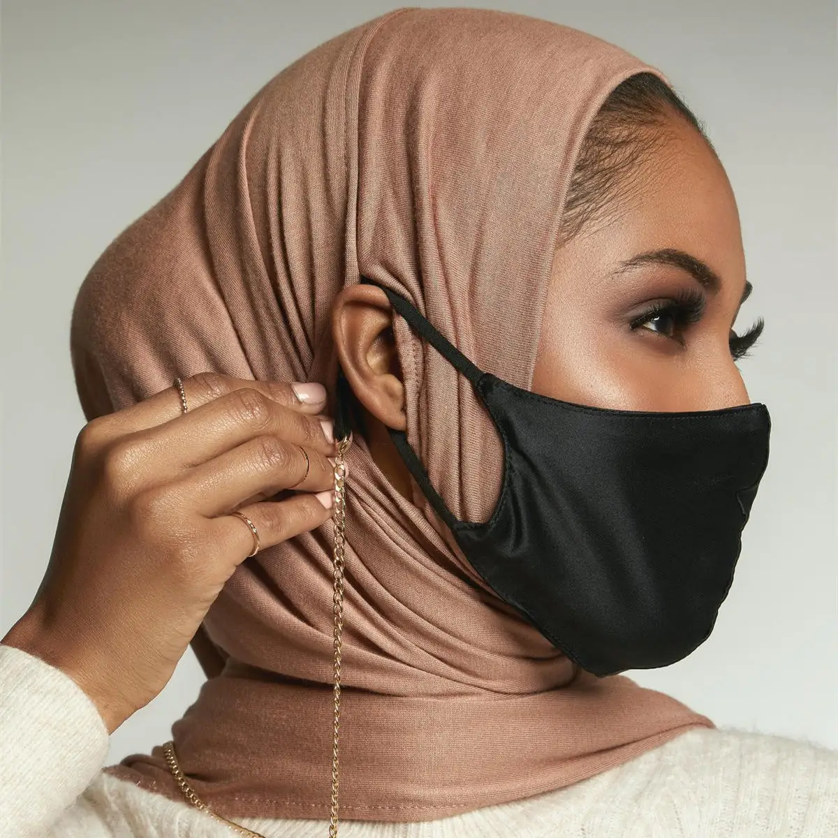Yomo Malaysia solid color modal with ear hole instant hijab wrap head wearing headphone stethoscope Jersey Cotton headsca