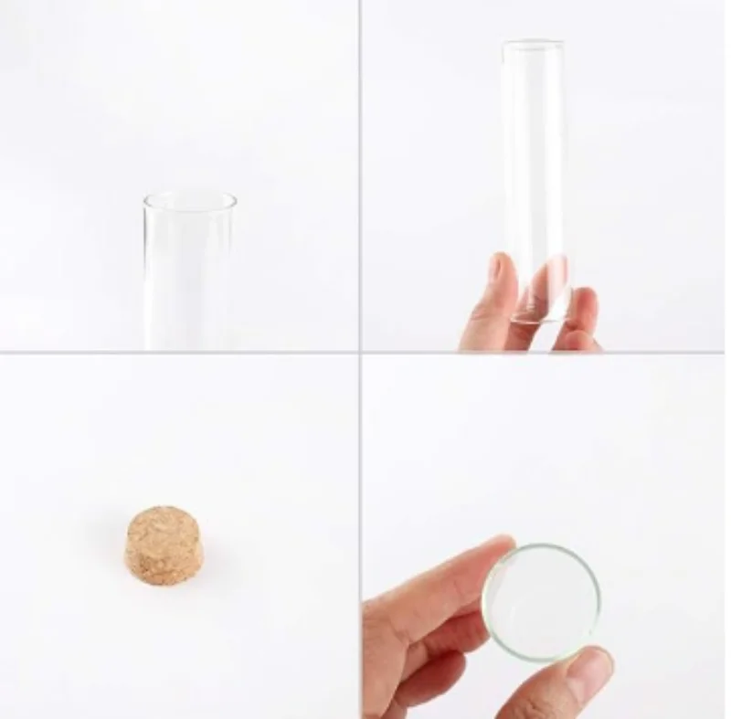 Medical Grade Clear Round Flat Bottom Glass Test Tube Wooden Cork Cap Borosilicate 3.3 Glass 30mm Test Tubes With Cork Stopper