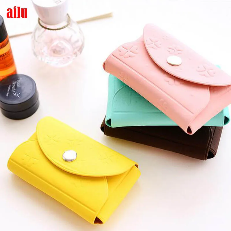 Hot women rubber coin purse flat wallet card holder