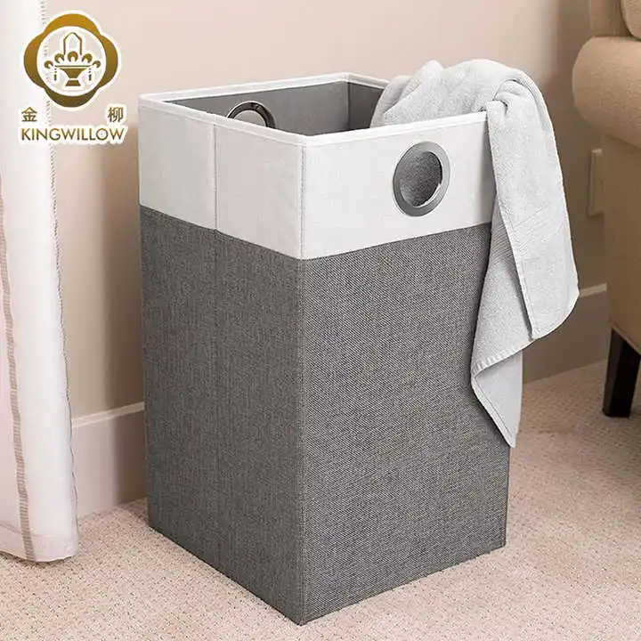 Foldable collapsible rectangular  laundry fabric basket dirty laundry hamper basket customized
