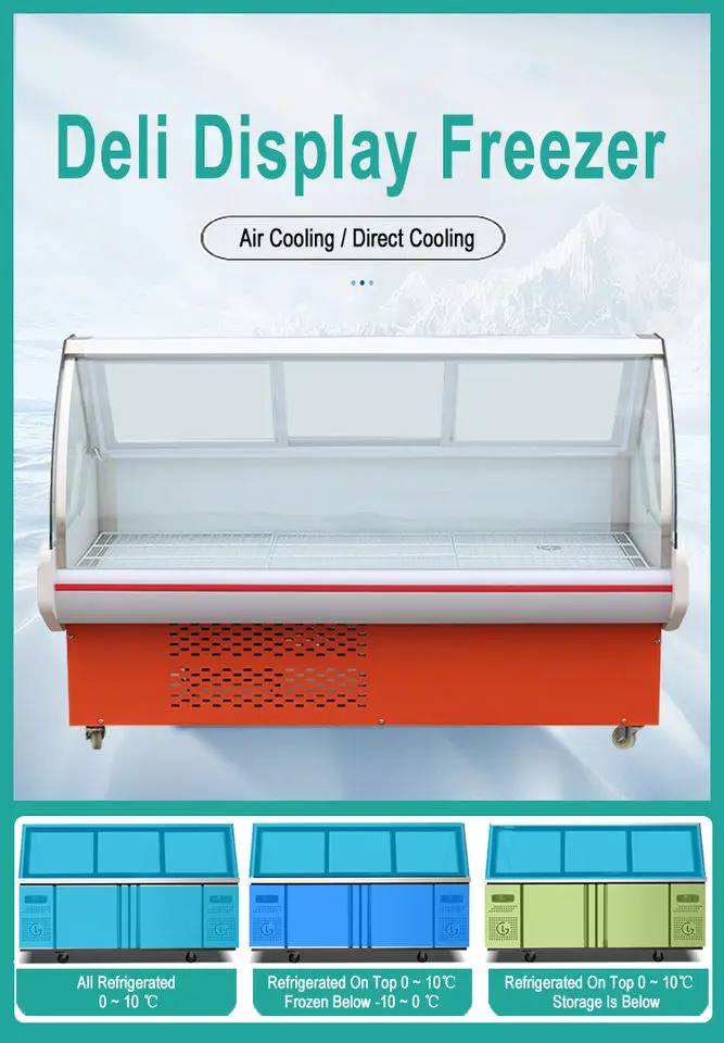 Supermarket display refrigerator meat butchery equipment open meat display chiller and freezer