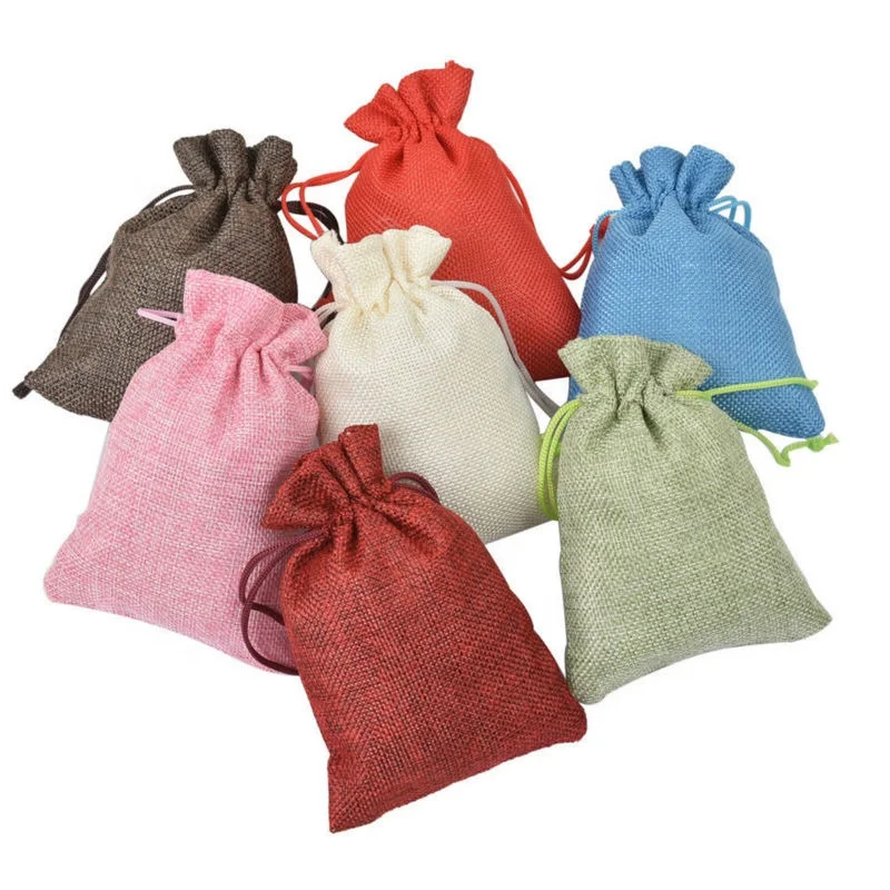 
10*14cm Brand New Vintage Natural Burlap Hessian Gift Candy Bags Wedding Party Favor Pouch Jute Gift Bags 