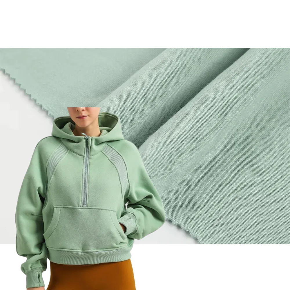 W007 T-shirt Fabric 100% Polyester Zipper Suits Hooded Knitted Fabrics Fashion Style French Terry Fabric