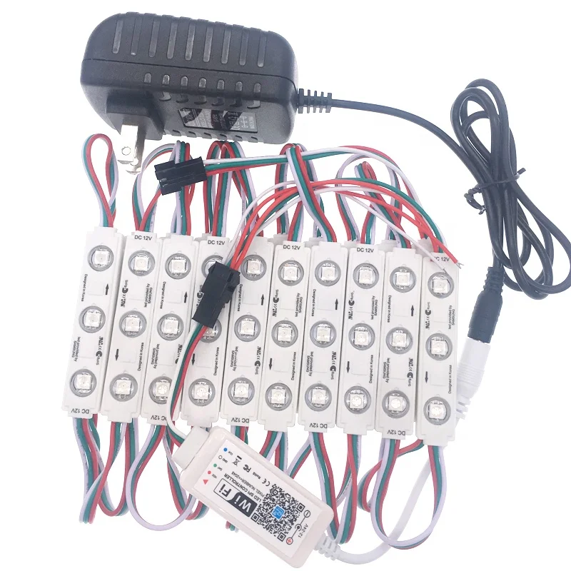 New style 3LEDs led injection module with APP Wifi controller Ws2811 IC SMD 5050 RGB DC12v IP65 full color led module