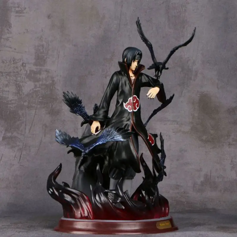 Hottest Cartoon Anime Akatsuki Uchiha Itachi Crow Statue Model PVC Action Figure Desktop Ornament