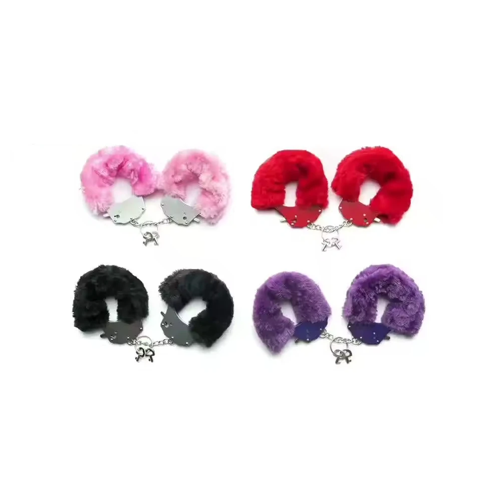Stainless Steel Plush Metal Handcuffs Ankle Cuffs Fuzzy Handcuffs Sex Toys For Bdsm Games
