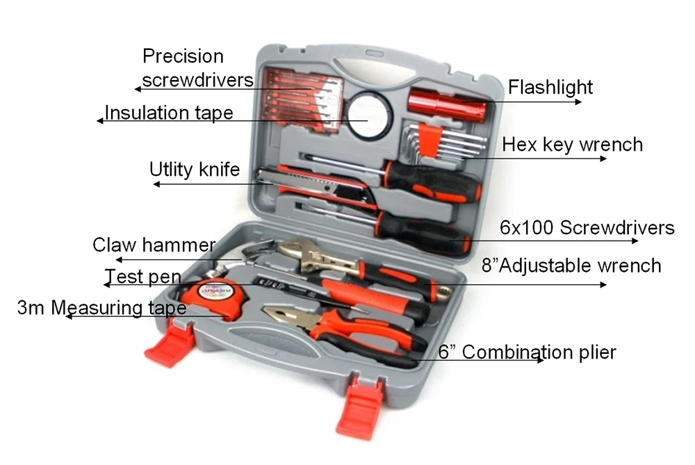 22pcs Hot sale home use hand repair promotion with plastic box tool set tool kit