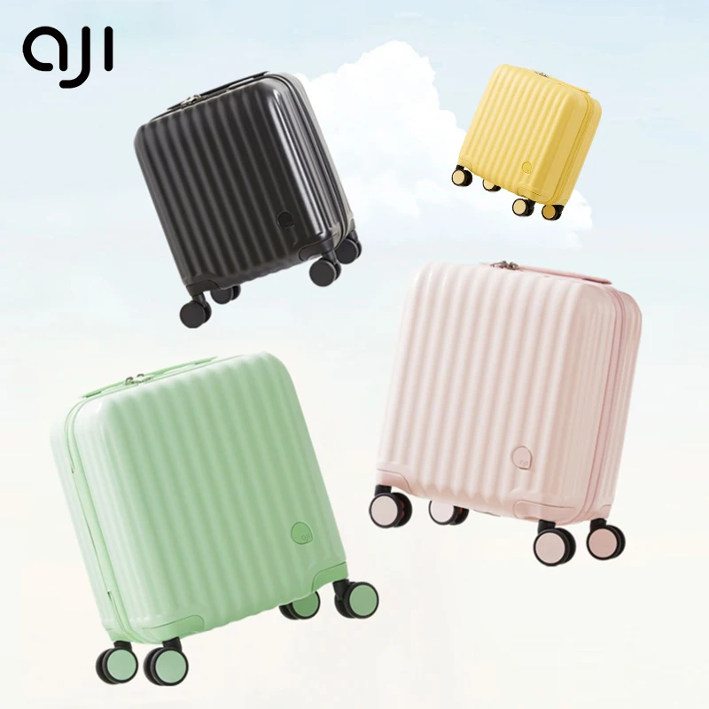 Aji Lightweight Trolley Bag PC Hardside Mini Luggage with Spinner Wheels Carry-On 14 Inch Checked In Suitcase