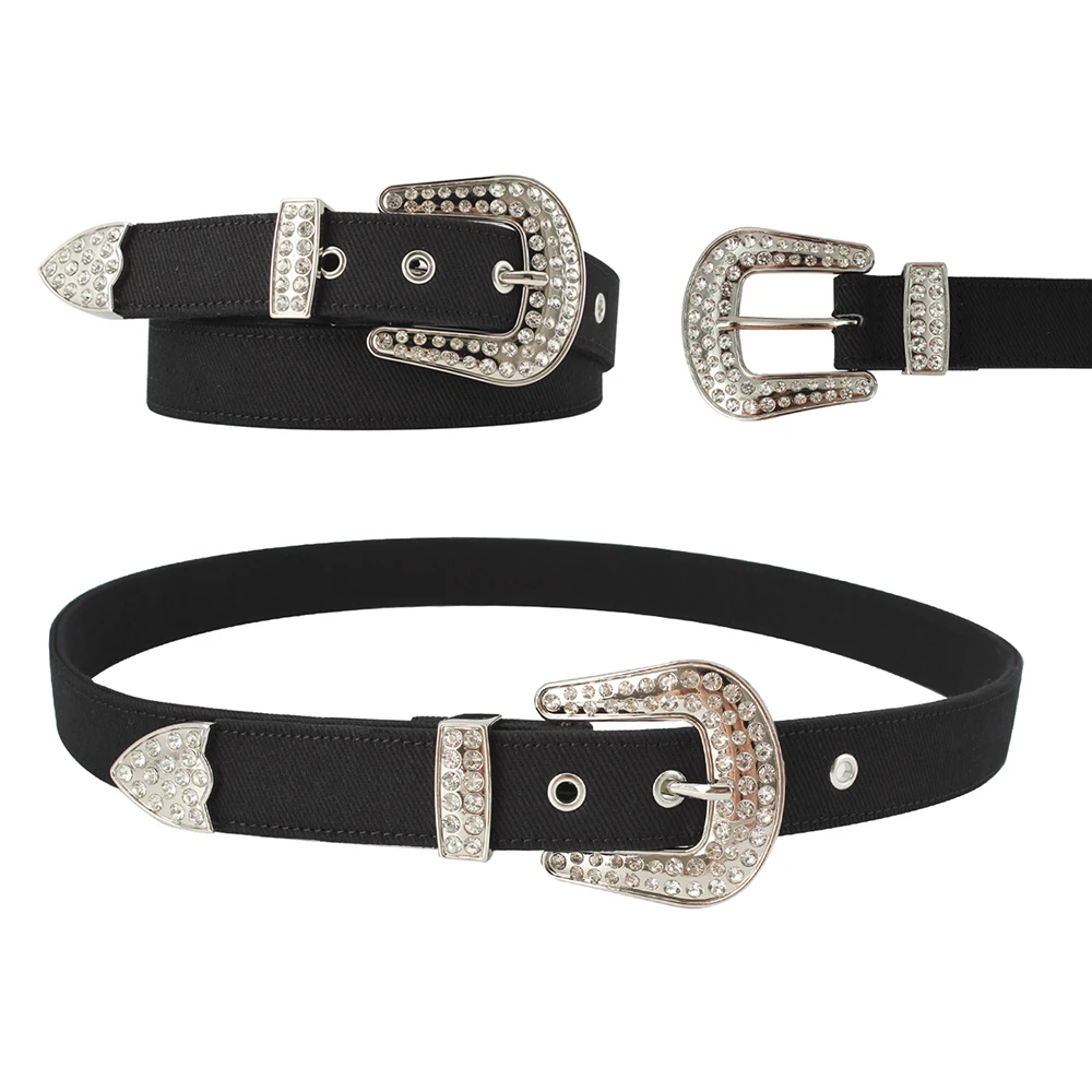 Western Bling Bling Rhinestones Buckle Belt Jeans Diamond Designer Rhinestone Belts for Cowboy and Cowgirl