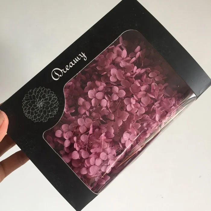 natural longlasting dried hydrangea flowers in boxes