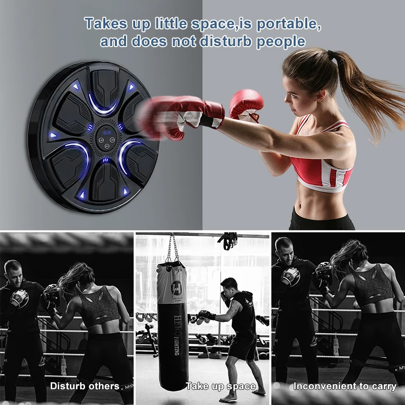 2024 Boxing Target Trainer Dummy Training Fitness Wall Target Pad Light Up Smart Music Boxing Training for Home