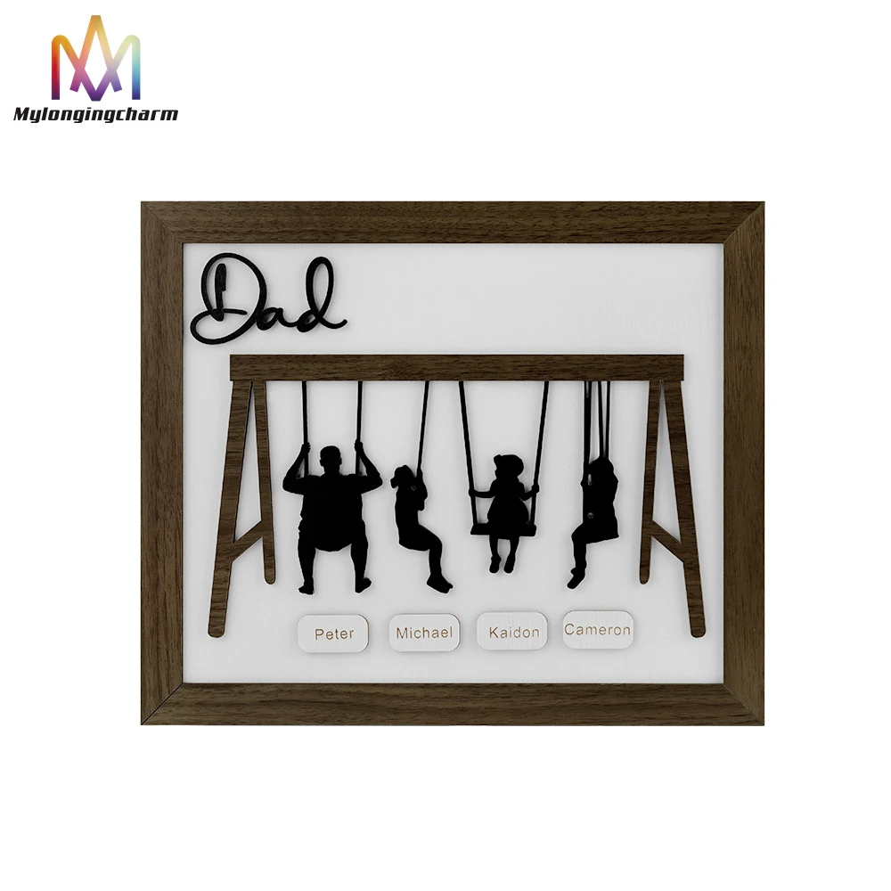 Personalized Swing Set Sign Wooden Sign Table Decor Sign with Kids Name,Fathers Day Gifts