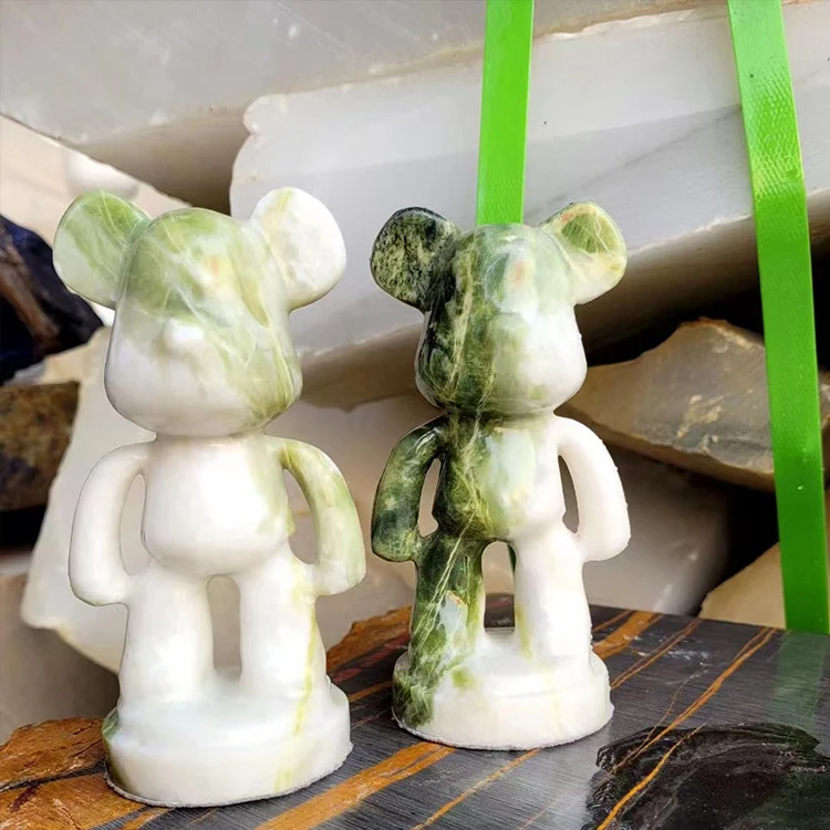 Mini Size Nature Stone Carvings and Sculptures Bear Design Homeset Decoration