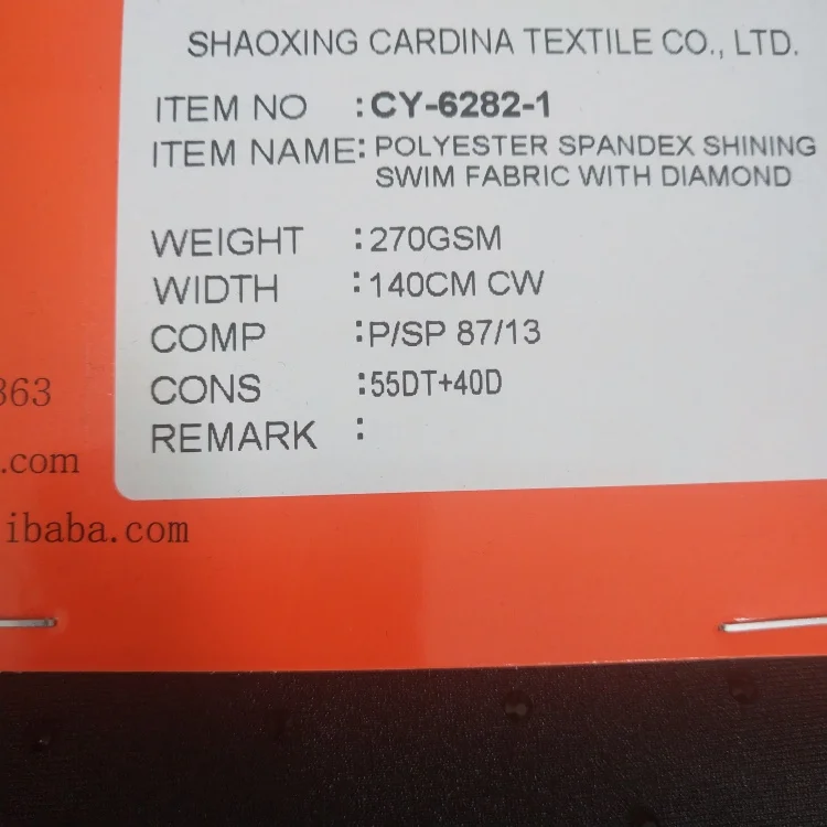 Sales of fashion, comfortable, leisure, environmental protection, poly spandex shining fabrics swim fabric with diamond