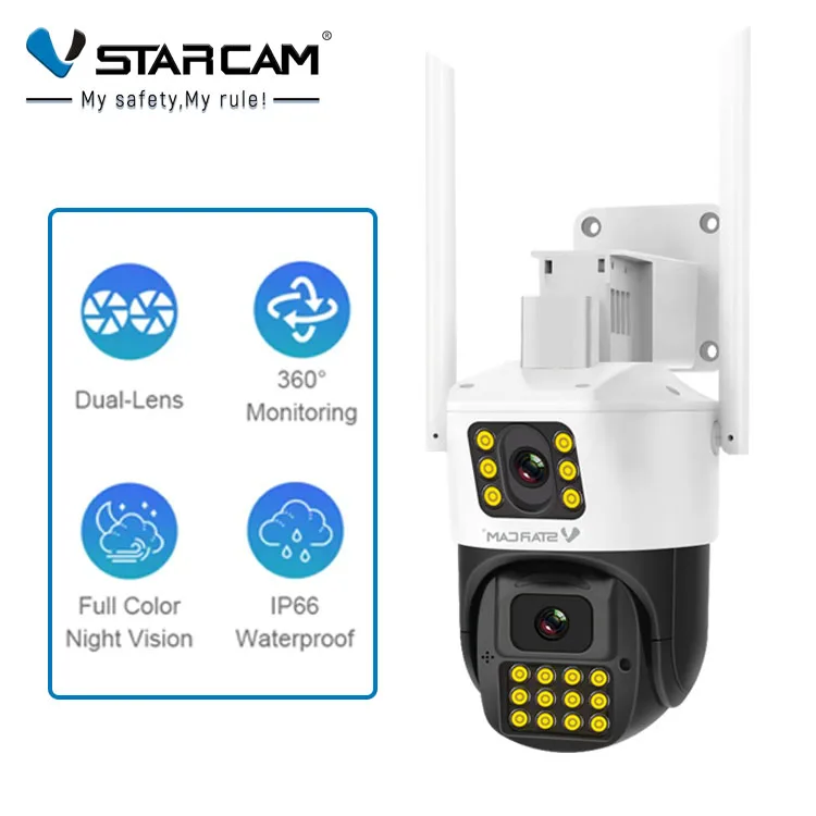 VStarcam WIFI Solar Camera Outdoor Security Zoom 3MP P2P PTZ Dual Lens Wireless Video Surveillance CCTV Cameras Solar Powered