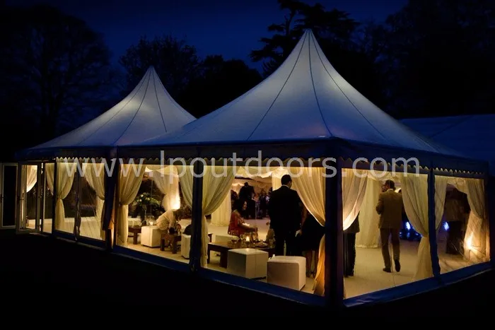 50 seater extruded aluminum frame outdoor event tent B line pagoda tent with luxury decoration for sale