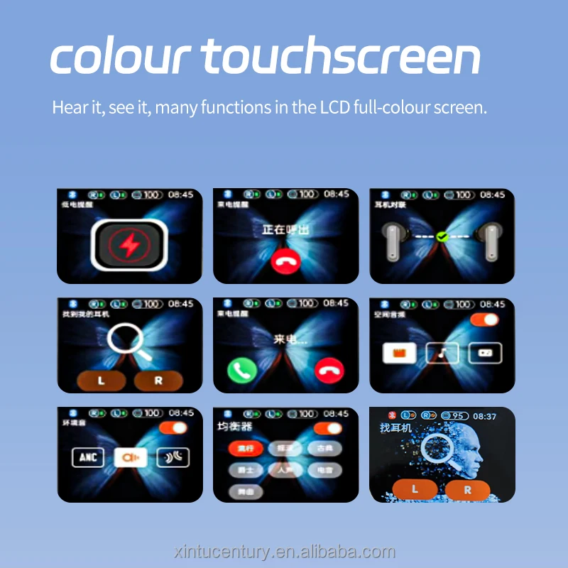 earbuds in Ear buds LCD Display ANC ENC Active Noise Cancelling Headphones Earphone wireless JM19 Earbuds With Touch Screen