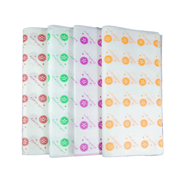 
Custom printed oilproof food wrap paper for burger, sandwich 