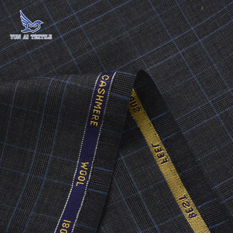 plain weaved 50 wool polyester worsted yarn dyed checked suiting fabric