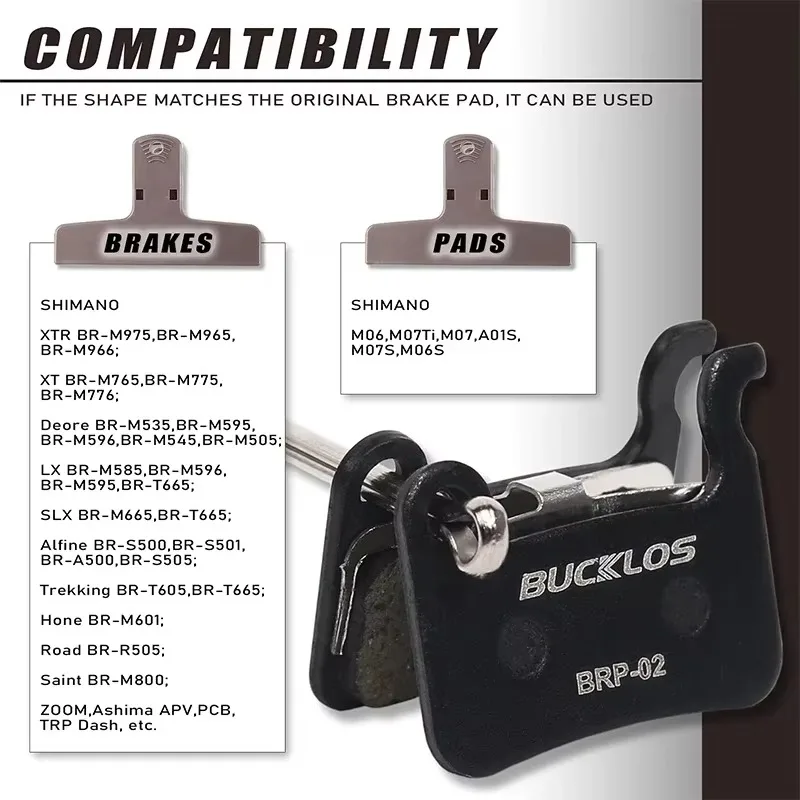 BUCKLOS Ceramic Hydraulic Disc Brake Pads For A01S M06 M07 Road Bicycle MTB Brake Pad Wear-resistant Disc Brake Pads