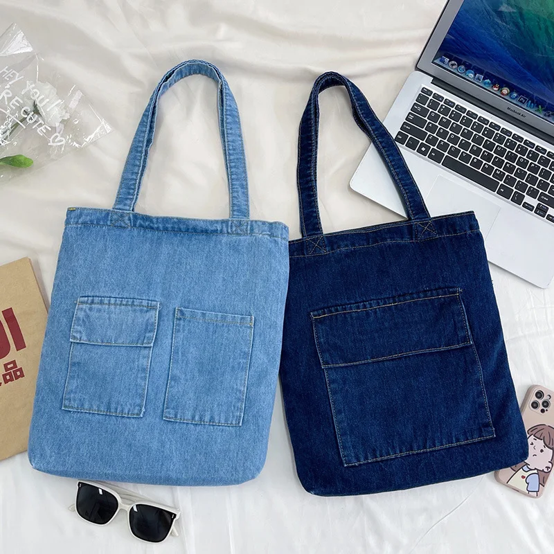 Customized jeans tote bag with your logo and pattern 140z