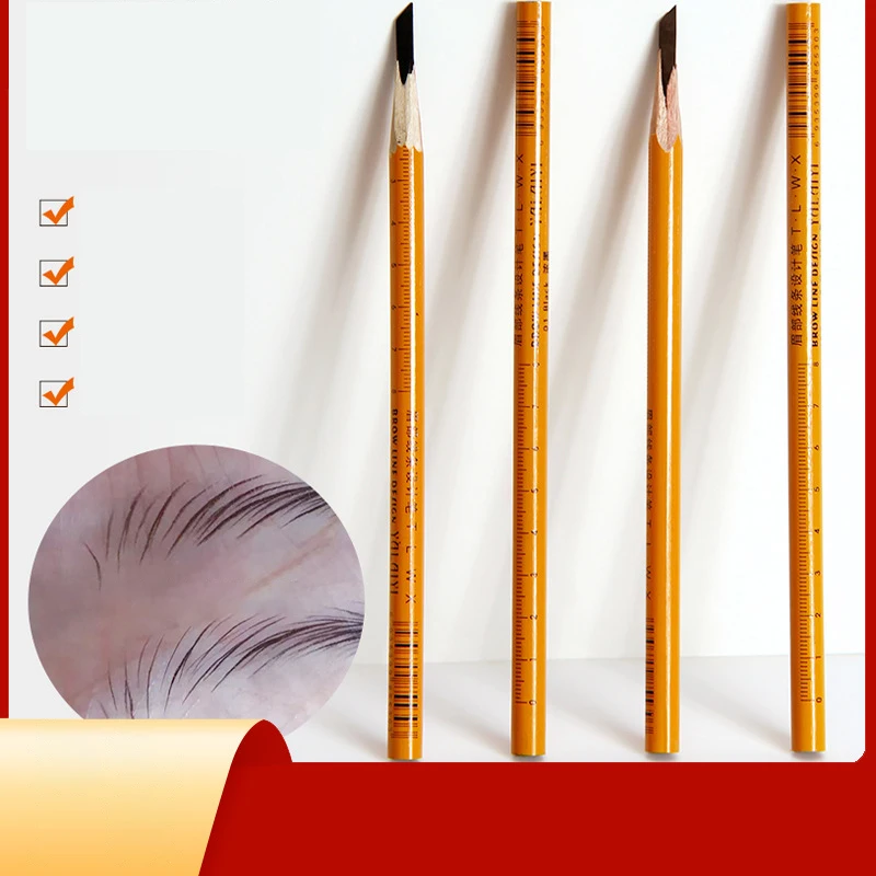 Eyebrow Pencil Microblading Long Last Color Brows Line Design Pen with Accurate Scale For Professional Makeup Pencil