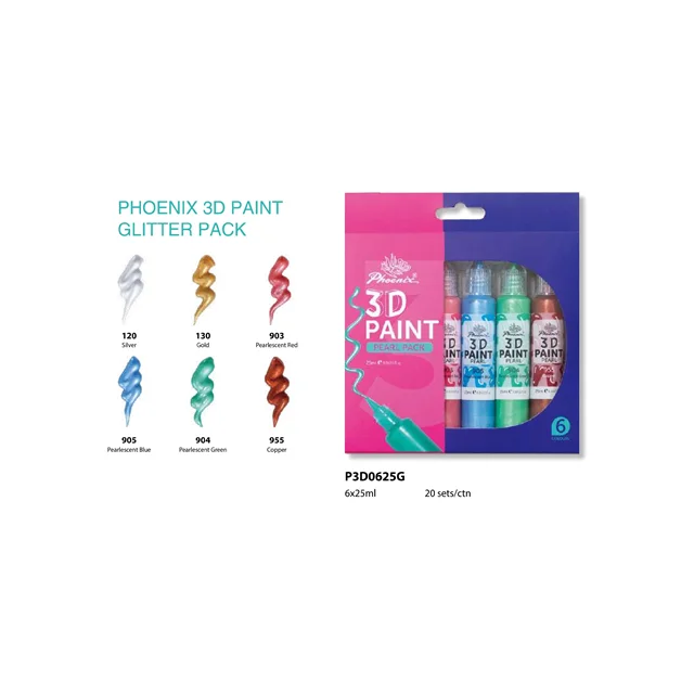 Educational toys Acrylic colors Art and Habby CE/AP/EN71 Kids Stationery art set Glitter 3D Acrylic Paint