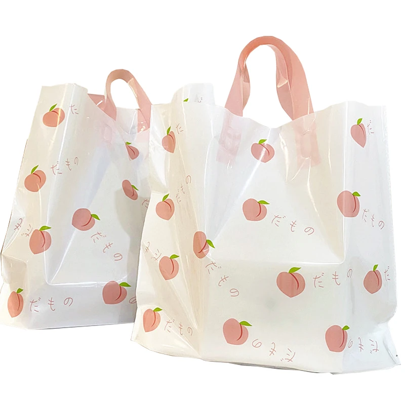 ins style peach pattern clothing online store gift bag package bag plastic tote bag