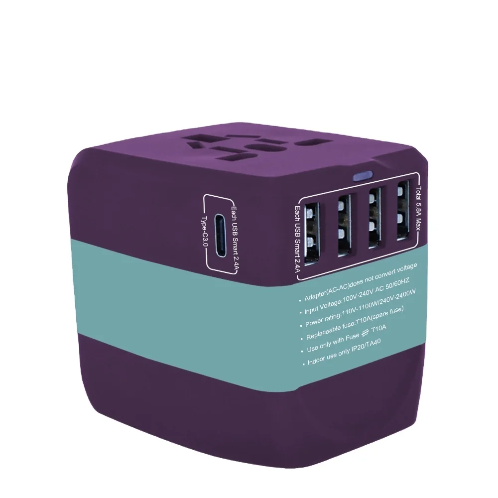 Asap adapter tuya Type-C Universal Travel Adapter USA/Australia/Europe/UK Worldwide Mobile Phone Adapters