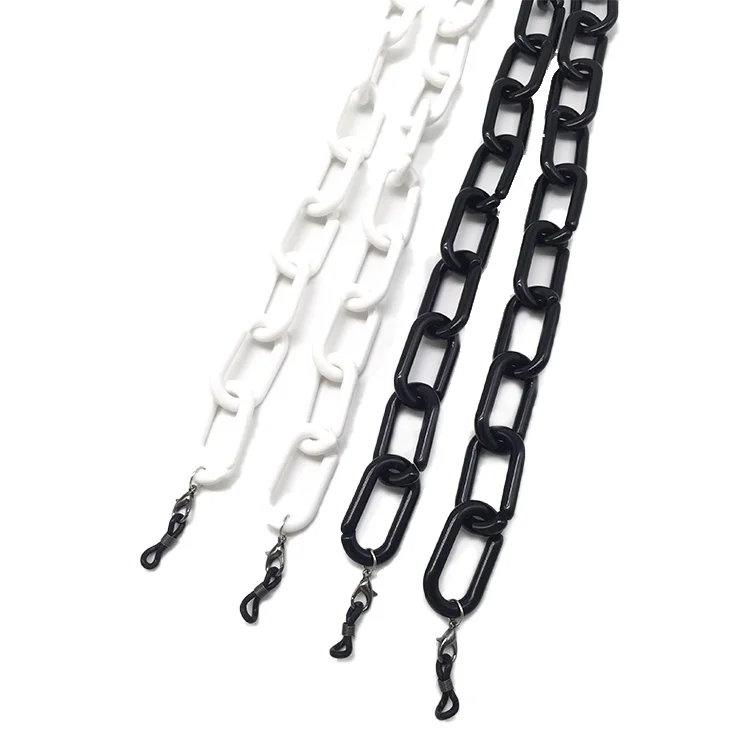E012 Classic Trendy Black White Big Flat Necklace Acrylic Eyewear Sunglasses Strap Chain