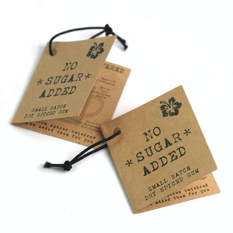 Customized Print Kraft Paper Folding Swing Hang Tag with Hole and String
