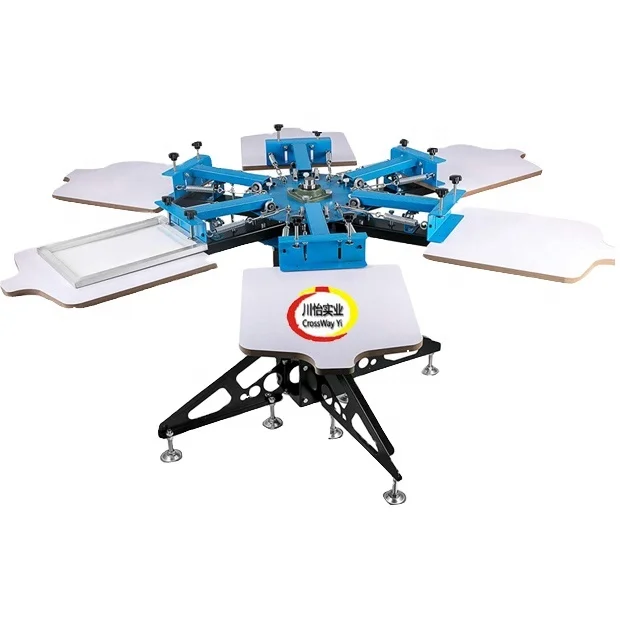 Six Color Six Station T-shirt Printing Machine Silk Screen Printer for Cloths Textile Garment