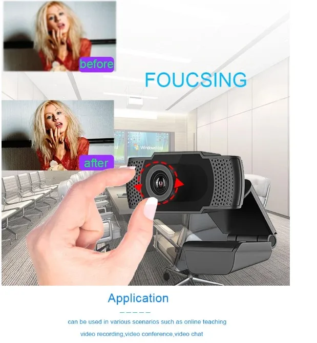 
Full HD 1080P live streaming camera with microphone desktop laptop usb webcam for video calling and recording 